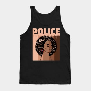 Black Women Police Afro Melanin of Black History Month Tank Top